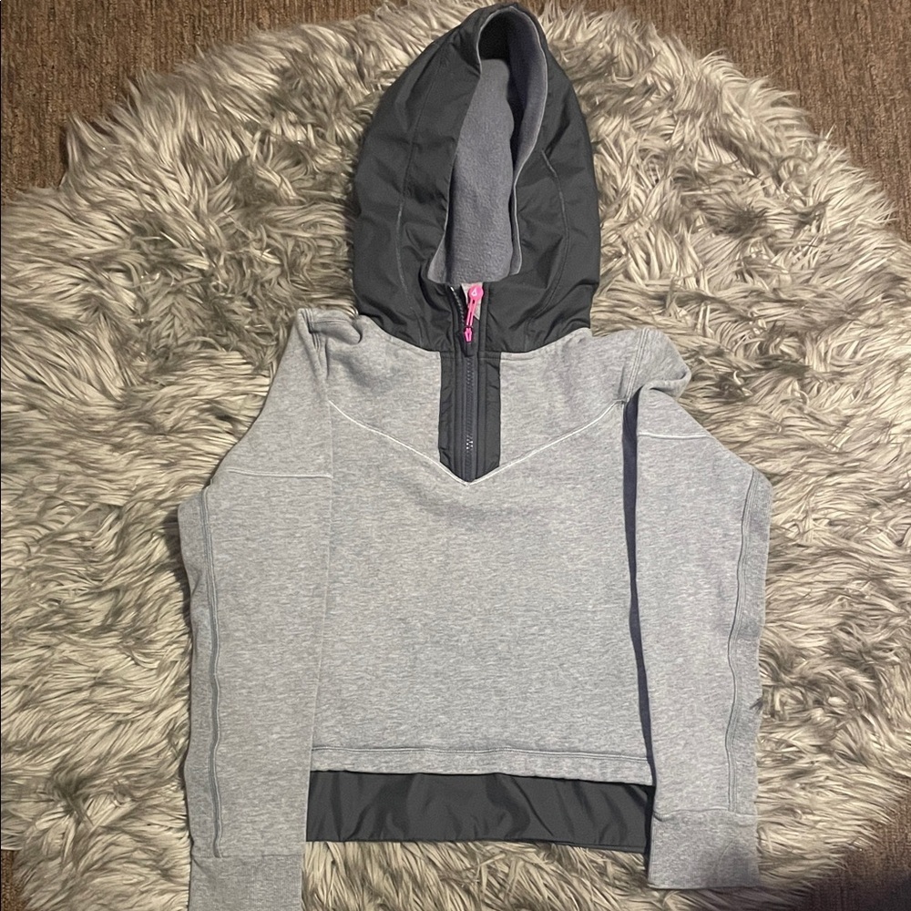 Ivivva Gray and Black Kids Hoodie with Pink Accent